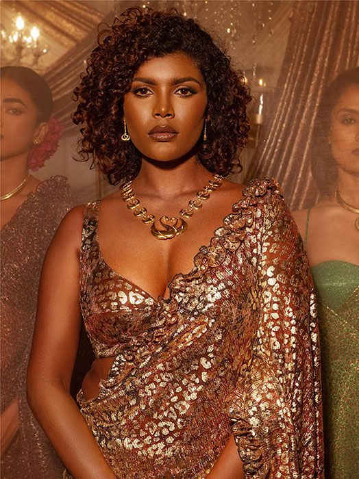 Animal Print Saree - Brown